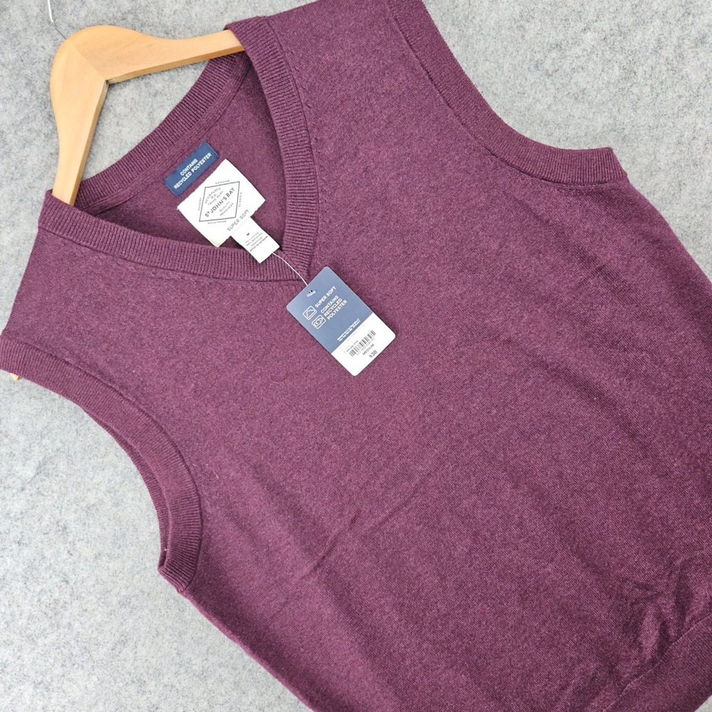 NEW St John's Bay Sweater Vest Men's Medium Prune Heather V-Neck Super Soft NWT